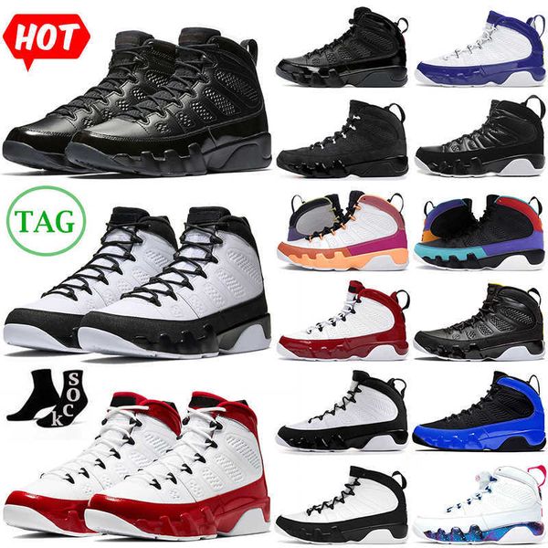 

9 9s mens basketball shoes fire red particle grey bred racer blue gym anthracite chile red change the world university gold men sports, Black