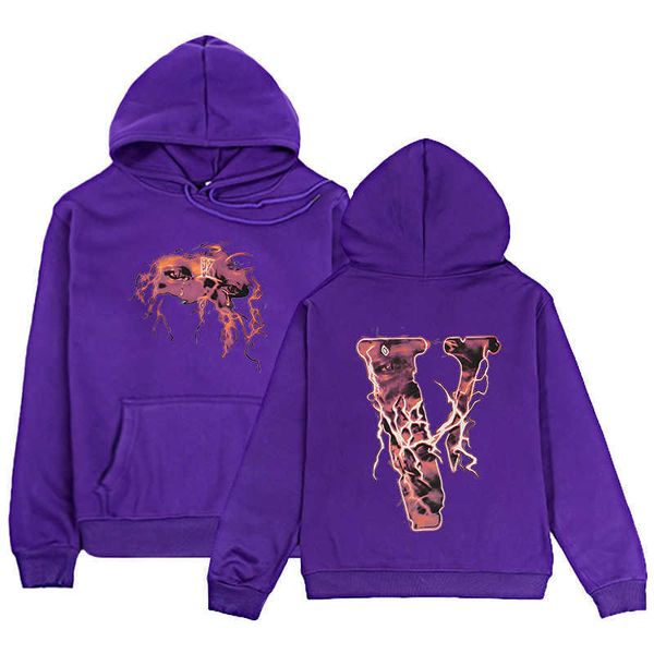 

men's hoody vlo one fashion designer trendy sweater plush oversize hoodie pullover hip-hop singer casual hoodies cotton terry friends, Black