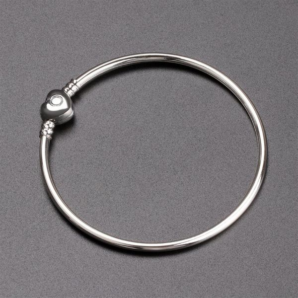 

luxury fashion women silver bangle bracelet love heart bracelet for pandora charm european beads bracelet with original box jewelr267f, Black