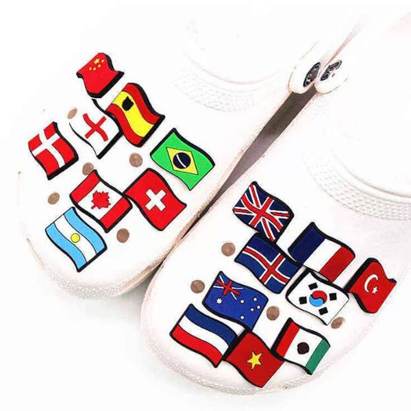 

pvc soft rubber shoe flowers cartoon flag button shoecharms buckle accessories ornament gift fast ship, White;pink