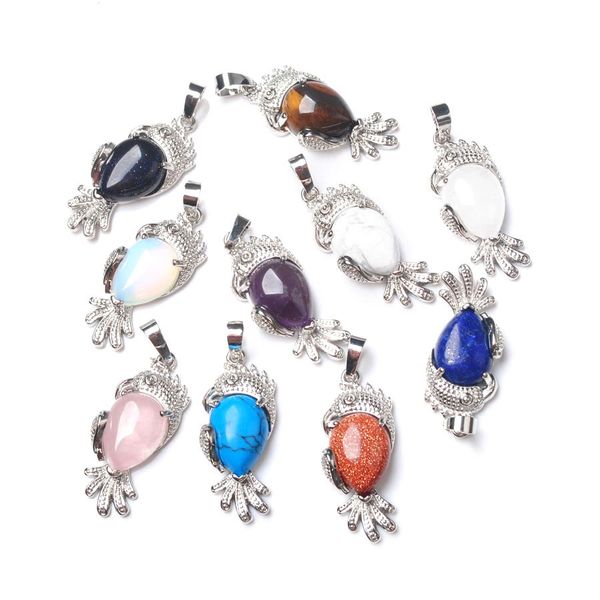 

2022 new crystal golden sand pendants stone Parrot natural rose quartz charm jewelry making no chain BE913