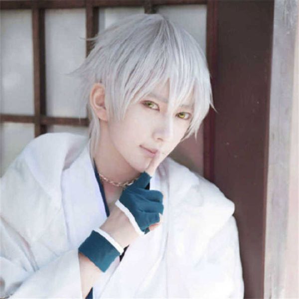 

hair lace wigs men's wig short animation white cos fake hair, Black