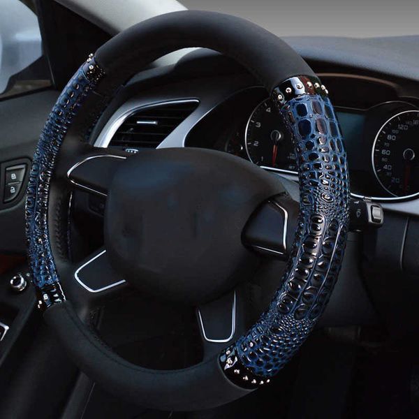 

steering wheel covers 38cm universal auto interior styling auto car steering wheel cover universal leather crocodile pattern car wheel cover