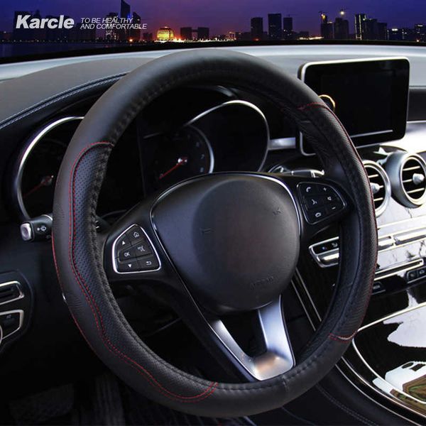 

steering wheel covers karcle pu leather steering wheel cover protector heat resistant anti-slip universal 15 inches interior car accessories