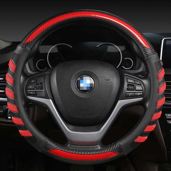 

steering wheel covers ls auto 38cm 15'' braid on car styling universal carbon fiber t221108