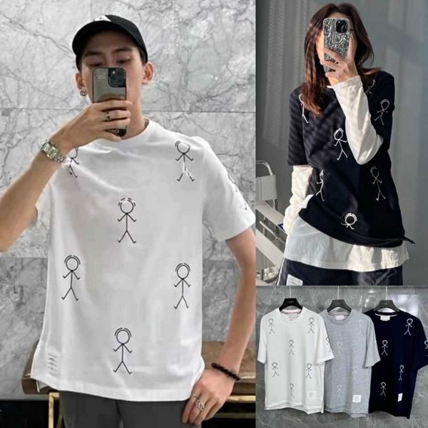 

fashion mens designer t shirt thomes brownns womens trendy tb new match slim casual loose short sleeve t-shirt half letter print short sleev, White;black