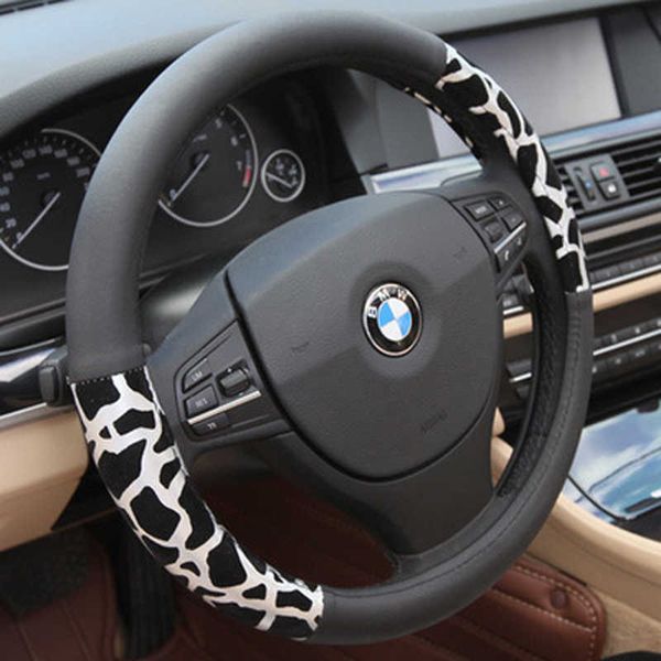 

steering wheel covers 37cm personalized leopard print car steering wheel cover plush silvery steering covers accessories auto upholstery sup