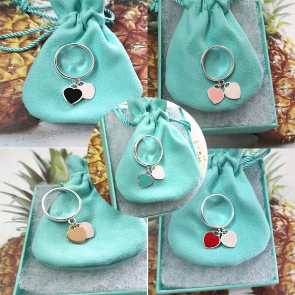

original brand designer double heart tag ring temperament women men wedding jewelry party gifts2564, Silver