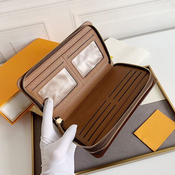 

designer women wallet fashion purses genuine leather wallet double zipper wallets lady long classical purse card holder with original box du, Red;black