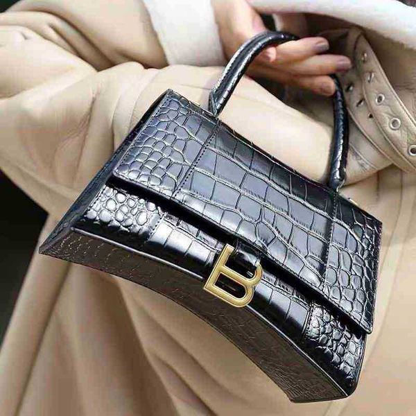 

pattern designer balencigass leather handbags high crocodile version b home hourglass 2022 b-word single messenger