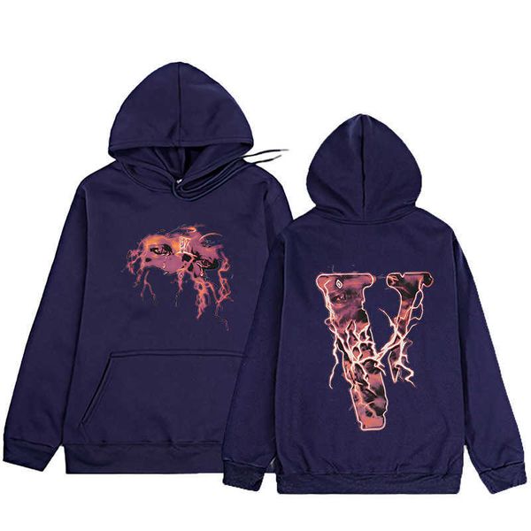 

men's hoody vlo one fashion designer trendy sweater plush oversize hoodie pullover hip-hop singer casual hoodies cotton terry friends, Black