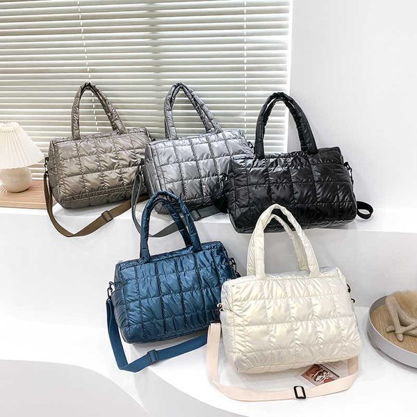 

shopping bags duffle bags korean leisure down tote bag new fashion lingge winter cotton clothes lingge single shoulder bag student handbag 2