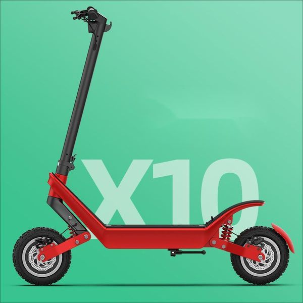

electric bicycle red electric scooter x10 dual drive off-road model high-powered 2400w folding outdoor mobility range 100km, Silver;blue