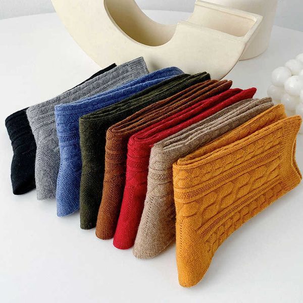 

socks hosiery women socks winter wool 2022 solid color korean style casual long wool socks female preppy style warm breathable t221102, Black;white