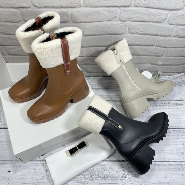 

designer fashion boots women chelsea boots lug sole chunky battle heel slip on elastic lambwool motorcycle shearling ankle booties, Black