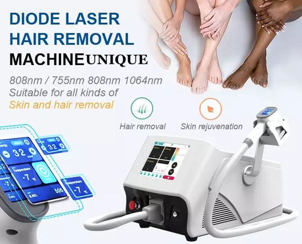

portable 808nm diode laser machine 500w 600w 800w 1000w permanent hair removal skin rejuvenation equipment with ce for beauty salon, Black