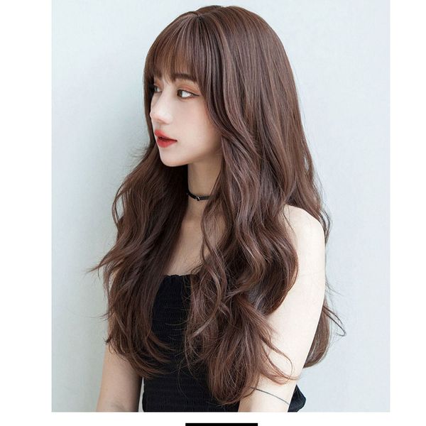 

elengant long large nautral wavy synthetic hair wig for women daily life, Black