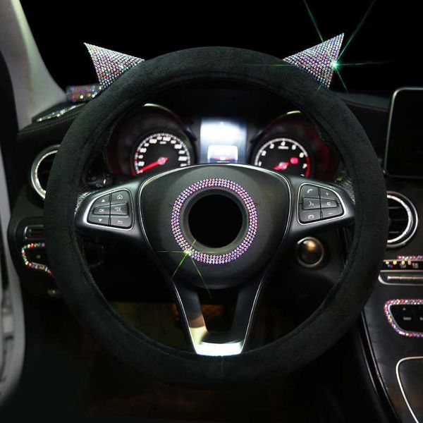 

steering wheel covers luxury crystal cartoon car steering wheel covers women girls diamante rhinestone red car covered steering-wheel access