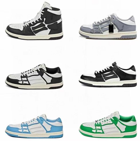 

designer skel low shoes bones hi leather sneakers luxury skeleton blue red white black green grey brown men women outdoor sports trainers wi