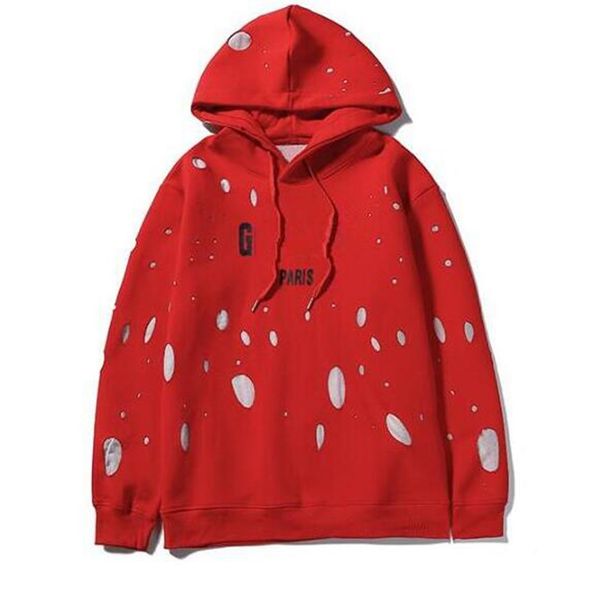 

designer hoodie mens womens fashion ripped hole hoodies 4 color cotton sweater high street pullover sweatshirts loose hoodies lovers jumper, Black