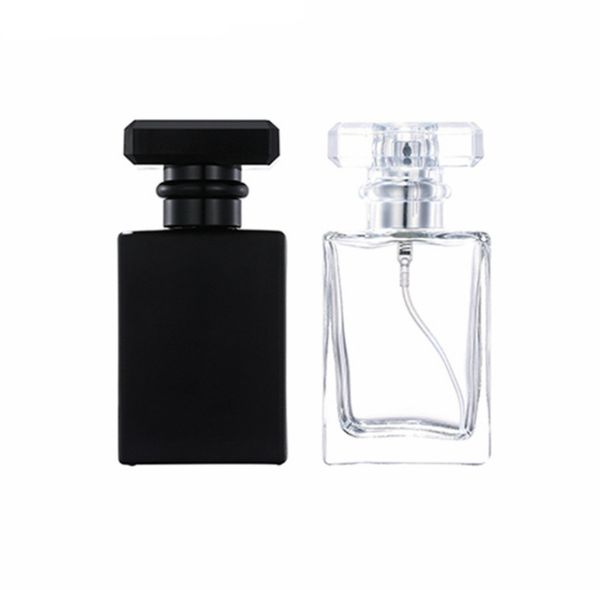 

100pcs 50ml square thick travel bottle packaging glass refillable perfume bottle sprayer pump perfume bottles container