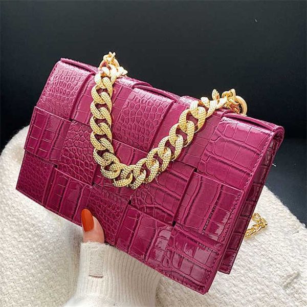 

new women's bag woven small square bag chain messenger bag portable lady