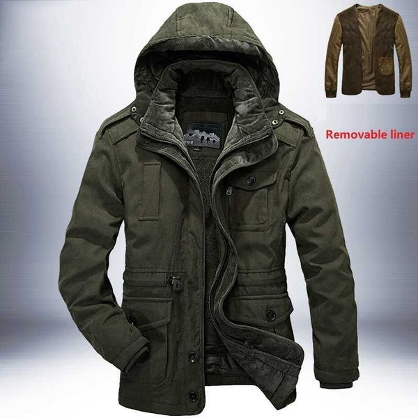 

fleece parker's classic winter windproof rock outer fashion men's coat, Black