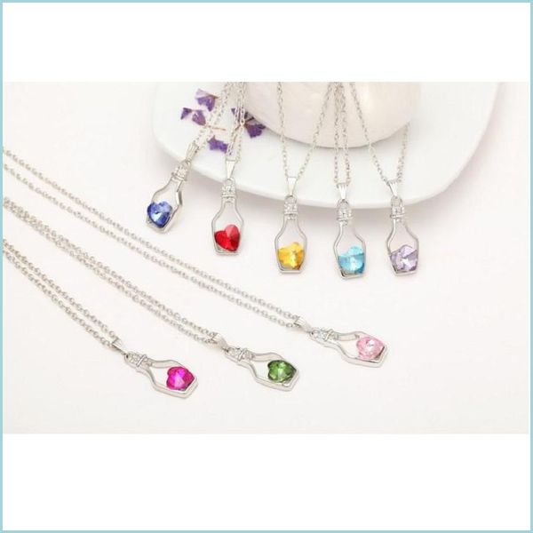 

pendant necklaces fashion style bottles and love crystal pendant necklace diamond alloy sweater locket jewelry drop delivery necklac dhcau, Silver