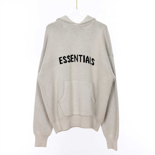 

2023 spring men's hoodies sweatshirts ess designer mens women long sleeve essentials letter knit hoody knitted sweaters casual pullover, Black