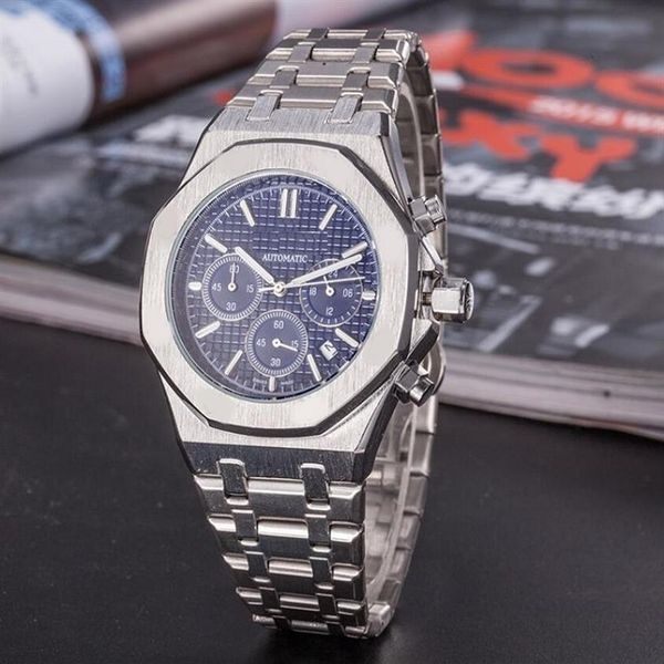 

all dials working mens automatic satch watches 42mm stainless steel famous wristwatches sapphire full functional watch montre 253p, Slivery;brown