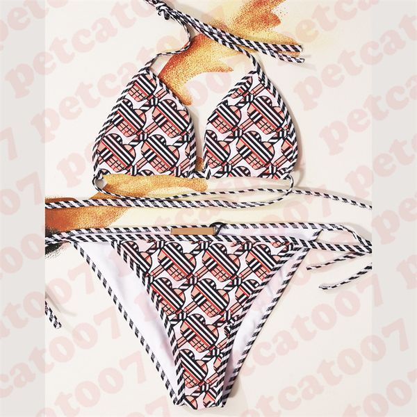 

letter plaid bikini swimsuit for women strappy swimwear two piece trendy womens underwear set