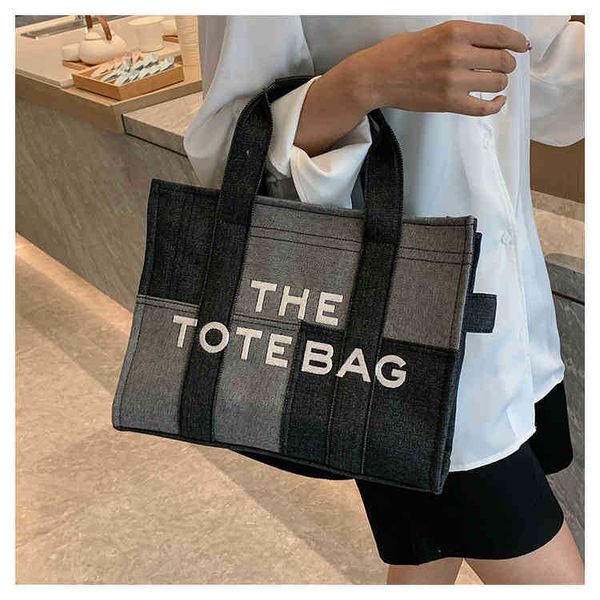 

totes shoulder bags marc hand denim tote bag designer women handbags luxury crossbody casaul handbags inside and back with black--35cm