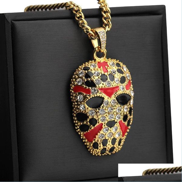 

pendant necklaces hip hop jewelry bling mask necklaces long cuban link chain gold chains iced out necklace drop delivery pendants dhdjm, Silver