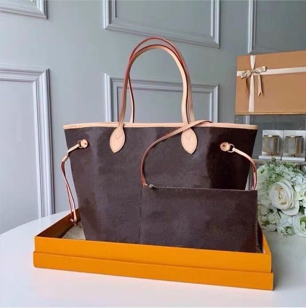 

2pcs/set with wallet women bag tote high quality Genuine Leather fashion Handbags composite bags lady purse handbag, Brown flower-apricot