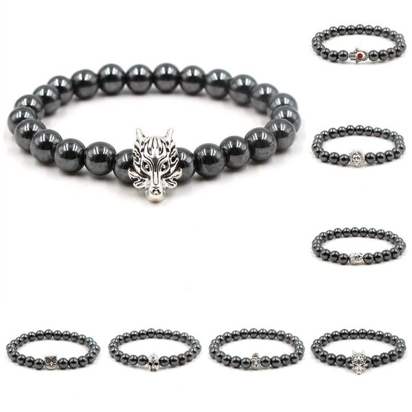 

charm bracelets buddha bracelet men bracelets dragon 8mm stone beads elastic braslet mens jewelry drop delivery dh5el, Golden;silver