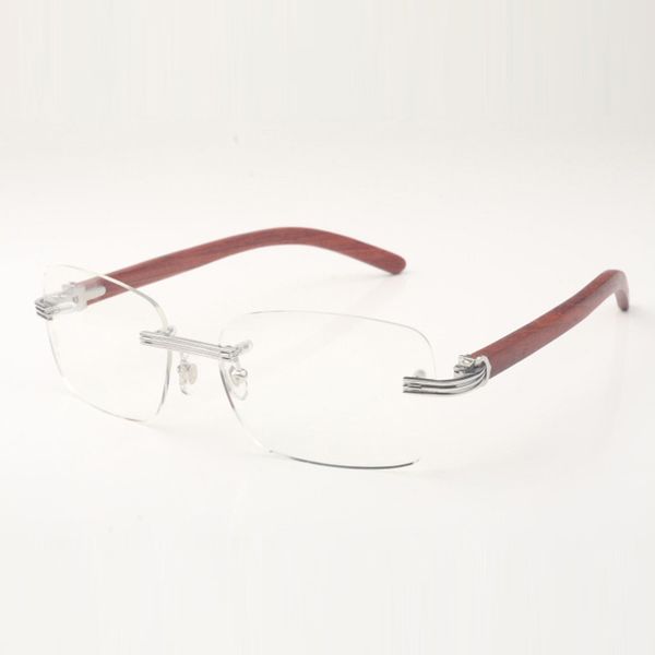

wooden glasses frames 0286o with natural original wood sticks and 56mm clear lenses 0286, Silver