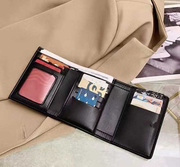 

brand card 2022 new fashion three fold solid color zero wallet card bag men's and women's wallet, Brown;gray