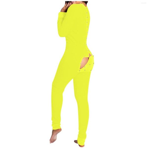 

women's jumpsuits jumpsuit lingerie button-down functional buttoned flap adults long sleeve home suit pajamas for women sleepwear, Black;white