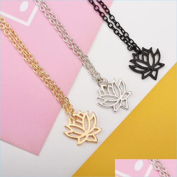 

pendant necklaces lotus choker necklace elegant good karma drop delivery jewelry necklaces pendants dhml0, Silver