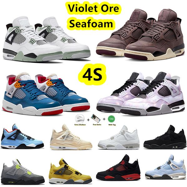 

2023 high shoes jumpman 4 4s basketball shoes for men women violet oremens seafoam black canvas university blue white oreo messy room zen ma