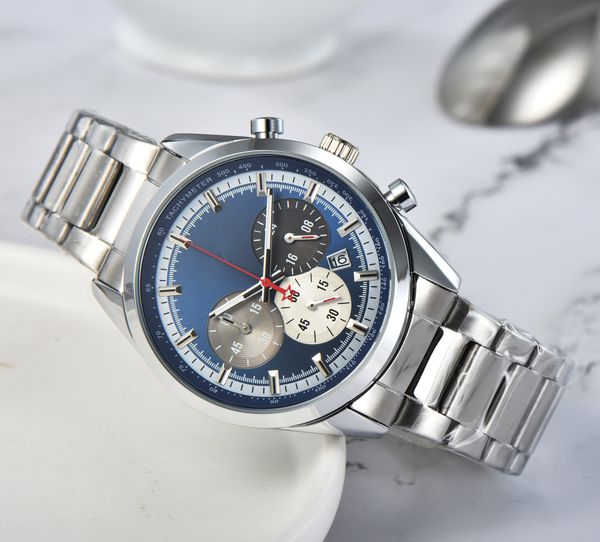 

2022 New Luxury Brand Men's Watch Sports Leisure Business All Stainless Steel Quartz Multi-function Chronograph