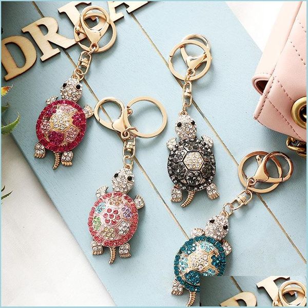 

keychains lanyards new fashion classic design beautif turtle keychain with colorf rhinestone drop delivery accessories dhmc5, Silver