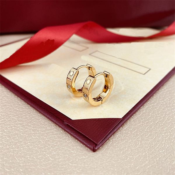 

mini hoop earrings luxury earrings designer for women with diamod fashion design jewellery gold plated wedding jewelry christmas gift stainl, Golden;silver