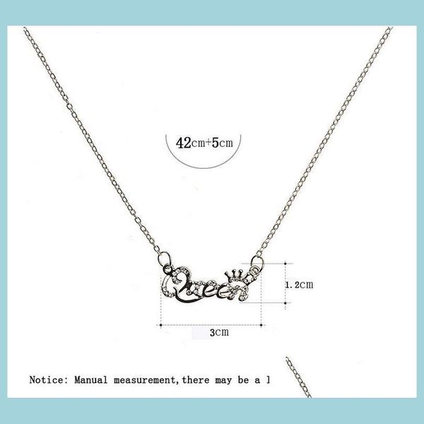 

pendant necklaces gold sier queen crown chain necklace zircon crystal letter women fashion jewelry birthday gift 3 color for choice dhhfz, Silver