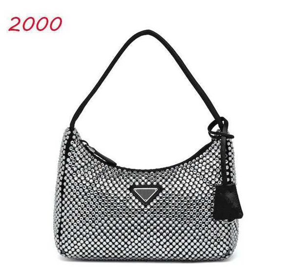 

shoulder bags diamond women shoulder bag 2023 new crystal handbags summer fashion underarm purses luxury totes bling nylon high quality