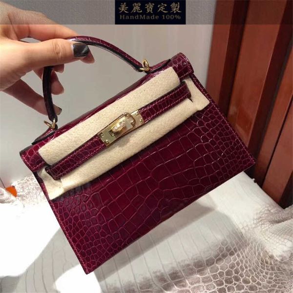 

h bag classic leather fashion h erme bags handmade square crocodile pikelli second generation mini female portable single shoulder messenger