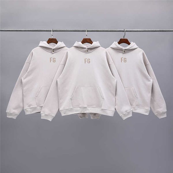 

men's hoody fashion fog designer esenti season 7 main line fg rich flocking hoodie men and women loose street sweatshirt oversize cotto, Black