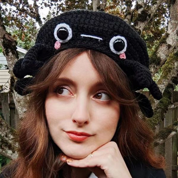 

new hats spider hand crocheted wool hat christmas funny warm fall and winter bailey hat wholesale zd112, White