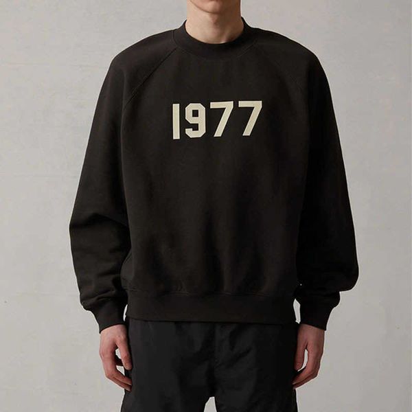 

line print men's designer sweaters hoodies 2022 double essentailss brand sweatshirts high street loose plush sweater large couple round, Black