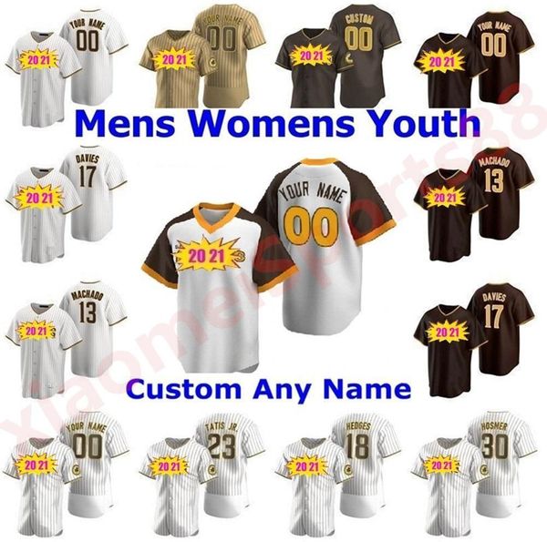 

custom college wear 2021 san diego men women youth kids padres baseball jerseys fernando tatis jr manny machado tony gwynn eric hosmer brown, Black